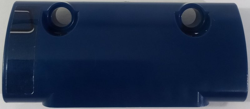 Lego Technic, Panel Curved 7 x 3 with 2 Pin Holes through Panel Surface with Black and Silver Door Handle Pattern Model Left Side (Sticker) - Set 42154 / Dark Blue