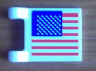 Lego Flag 2 x 2 Square with Flat Edge with United States Flag Pattern on One Side (Sticker) - Set 8679