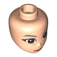 Lego Minidoll Head, Dark Bluish Grey Eyebrows, Reddish Brown Eyes, Peach Lips, Wrinkles / Light Nougat