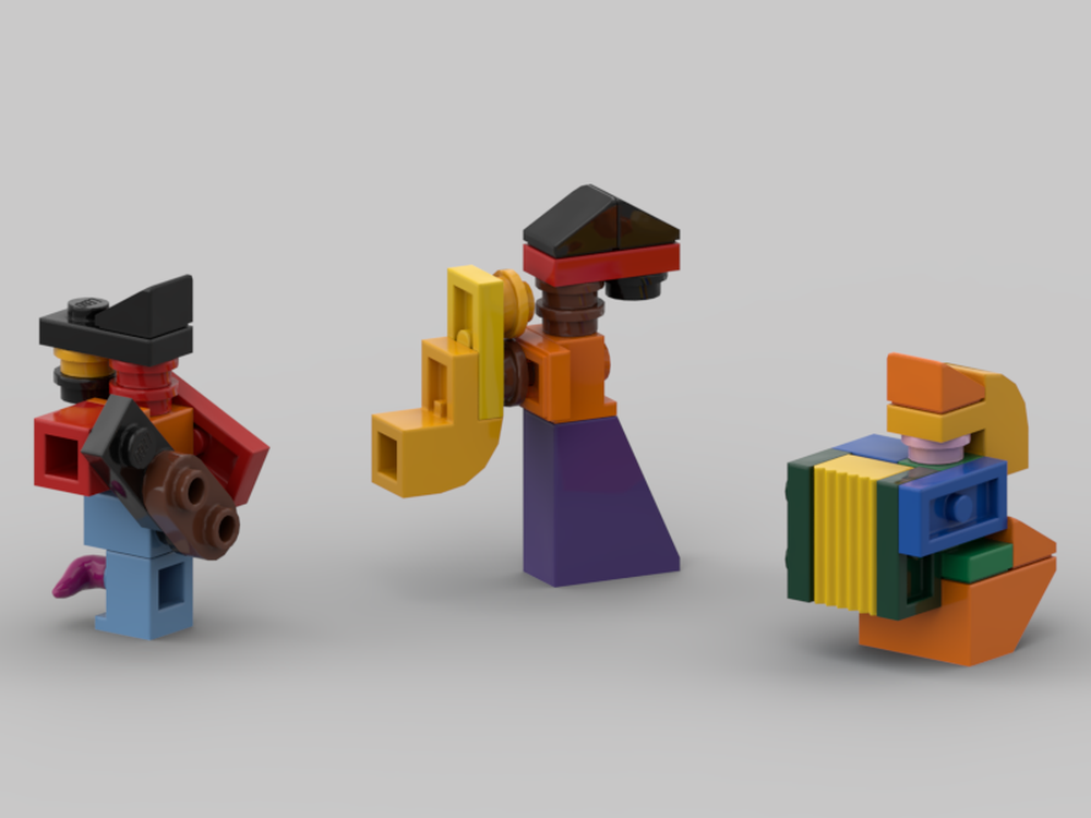 Lego Fantasy RPG - bards - lute, saxophone, accordion