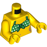 Lego Torso, Green Tied-On Bikini Top with White Dots Print, Yellow Arms and Hands / Yellow