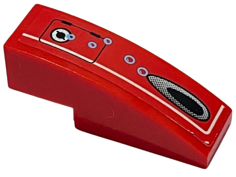 Lego Slope, Curved 3 x 1 with Panel, Vent Hole and Bubbles Pattern Model Right Side (Sticker) - Set 7977