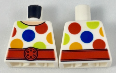 Lego Torso Large Multicolor Polka Dots and Wide Red Belt Pattern / White