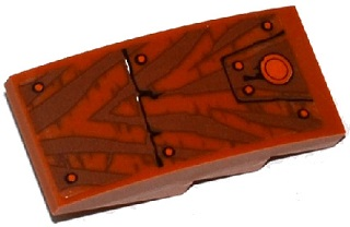 Lego Slope, Curved 4 x 2 with Tiger Stripes, Armor Plates and Rivets Pattern (Sticker) - Set 70143 / Dark Orange