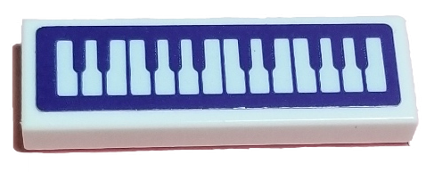 Lego Tile 1 x 3 with Dark Purple and White Piano Keyboard Pattern (Sticker) - Set 41193