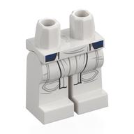 Lego Hips and White Legs with Cloth End, Silver Lines, Dark Blue Panels Print / White