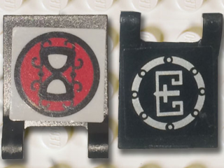 Lego Flag 2 x 2 Square with Flat Edge with Ninjago Metal and Speed Elemental Logos Pattern on Opposite Sides (Stickers) - Set 70756