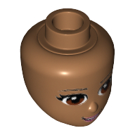 Lego Minidoll Head with Brown Eyes, Bright Pink Lips and Open Mouth Print