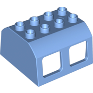 Lego Duplo Train Locomotive Cabin Roof 2 x 4 Studs, 4 Medium Windows / Medium Blue