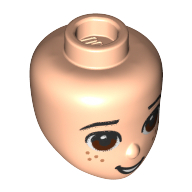 Lego Minidoll Head Reddish Brown Eyes, Freckles, Open Mouth / Light Nougat