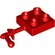 Lego Duplo Plate 2 x 2 with Handle / Red