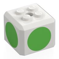 Lego Brick Special Cube with 2 x 2 Studs on Top, and Bright Green Circles Print