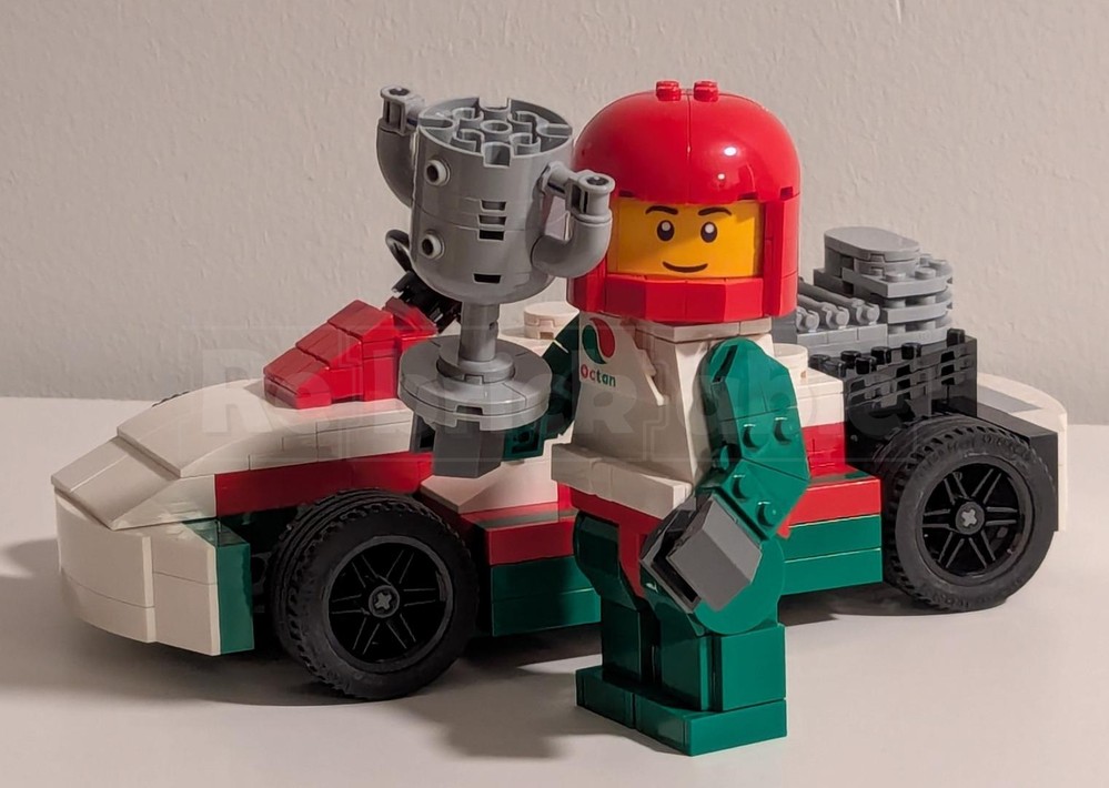 Lego 3:1 up-scaled Racing Driver Mini Figure with Kart