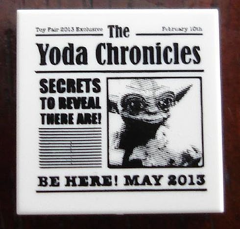Lego Tile 2 x 2 with Newspaper 'The Yoda Chronicles' Pattern / White