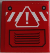 Lego Tile 2 x 2 with Danger Sign on White Danger Stripes and Black Vent on Red Background Pattern (Sticker) - Set 60185