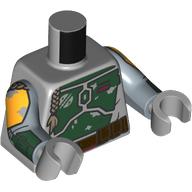 Lego Torso, Dark Green Armor, Dark Brown Belt, Braids print (Boba Fett), Sand Blue Arms, Light Bluish Gray Hands / Light Bluish Gray