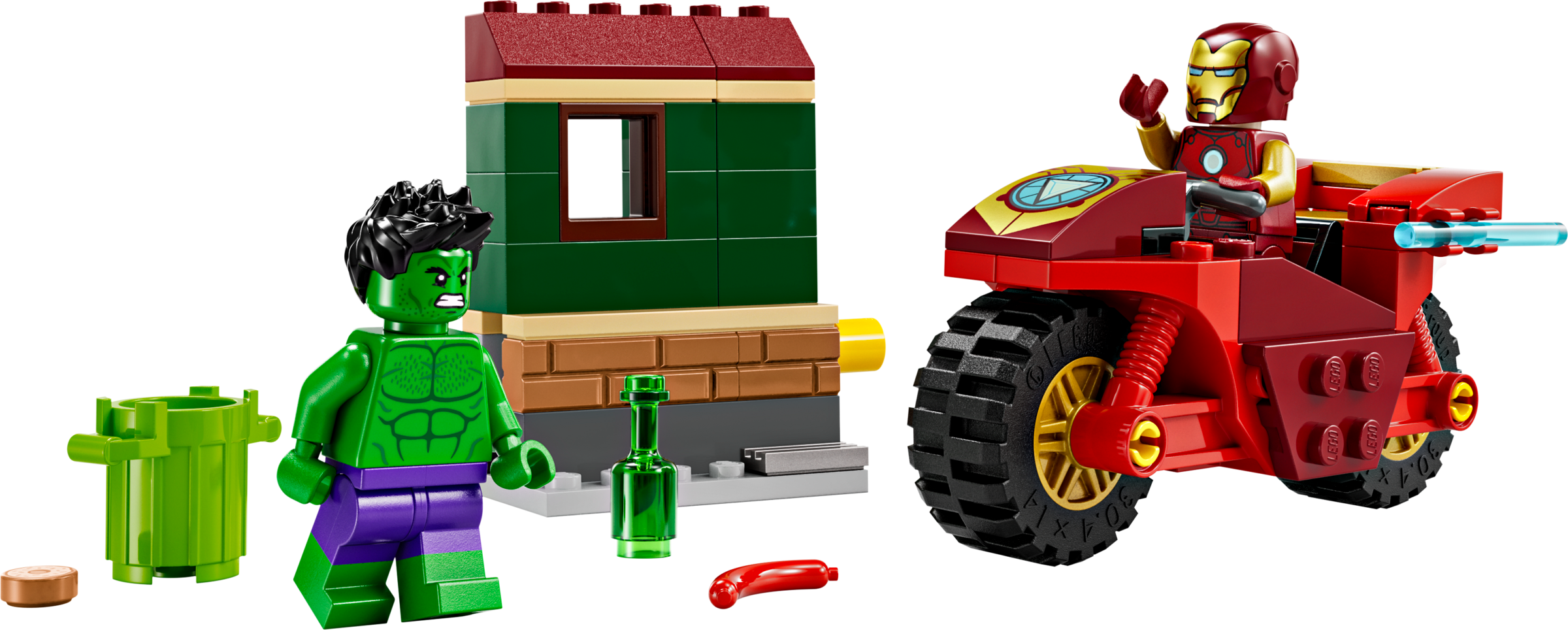 Lego Iron Man with Bike and The Hulk