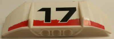 Lego Technic, Panel Car Spoiler 3 x 8 with Three Holes and Black '17' and Red Stripe on White Background Pattern (Stickers) - Set 8184