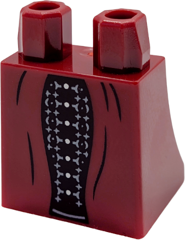 Lego Lower Body, Skirt with Coat Ends with Folds over Black Dress with Silver Buttons and Light Bluish Gray Decoration Pattern