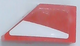 Lego Wedge 2 x 1 x 2/3 Right with Tapered White Stripe Pattern (Sticker) - Set 75886 / Red