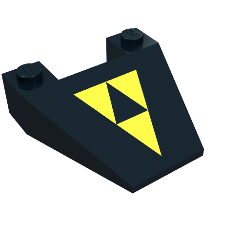 Lego Brick Wedged, Sloped 4 x 4 Taper with Blacktron I Logo Print / Black