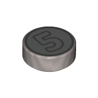 Lego Tile Round 1 x 1 with '5' Coin print