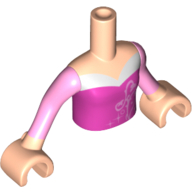 Lego Minidoll Torso Girl with Dark Pink Top with Swirls and Stars Print, Bright Pink Sleeves and Light Nougat Hands and Arms