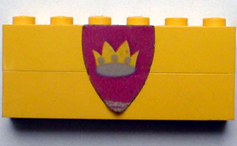 Lego Stickered Assembly 6 x 1 x 2 with Triangular Shield with Crown Pattern (Sticker) - Sets 375 / 6075