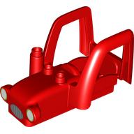 Lego Duplo Car Body Tractor with 2 Studs, Exhaust Pipe with Round Grill, and White Headlights Print / Red