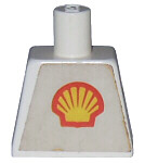Lego Torso with Red and Yellow Shell Logo Small Pattern (Trapezoid Sticker) / White