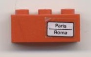 Lego Brick 1 x 3 with 'Paris - Roma' Pattern on Right Side (Sticker) - Set 7745
