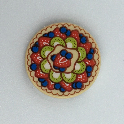 Lego Tile Round 2 x 2 with Fruit Pie Print