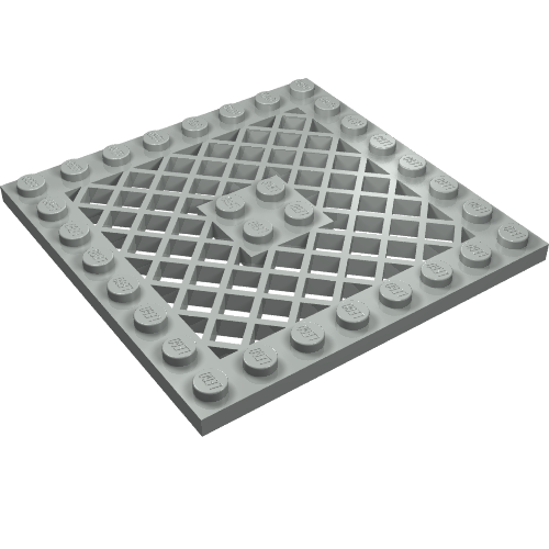 Lego Plate Special 8 x 8 with Grille [No Hole in Center] / Light Gray