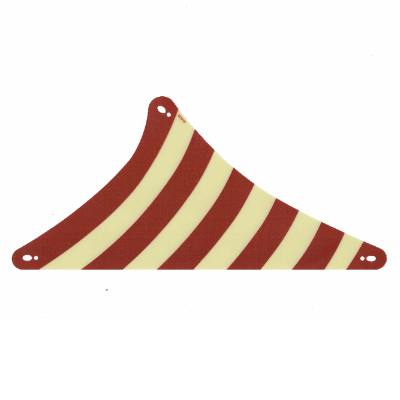 Lego Sail, Triangular, 20 x 16, with Dark Red Stripes Print / Trans-Clear