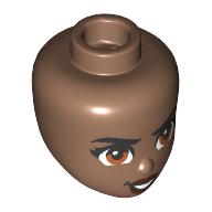 Lego Minidoll Head, Black Eyebrows, Nougat Eyes, Dark Red Lips, Mean Stare