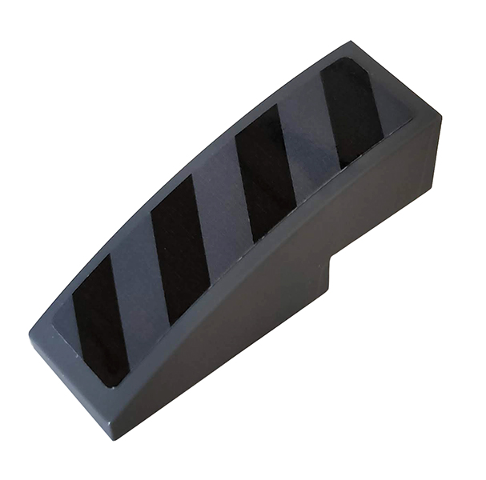 Lego Slope, Curved 3 x 1 with Black and Dark Bluish Gray Danger Stripes Pattern (Sticker) - Set 76100