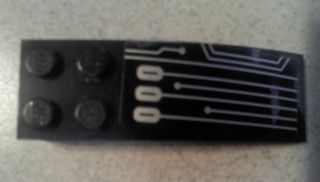 Lego Slope, Curved 6 x 2 with Silver Circuitry Pattern Model Right Side (Sticker) - Set 7704
