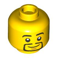 Lego Minifig Head, Goatee Beard, Dark Turquoise Hearing Aid print / Yellow