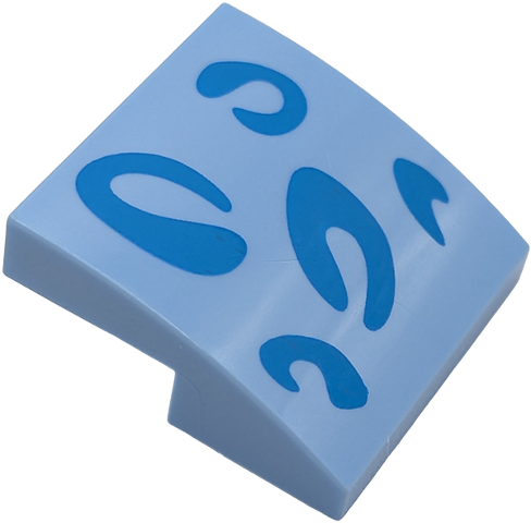 Lego Slope, Curved 2 x 2 x 2/3 with Dark Azure Fur Swirls Pattern
