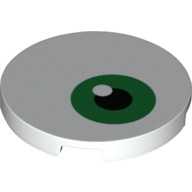 Lego Tile Round 3 x 3 with Green, Black, White Circles Print (Eye)