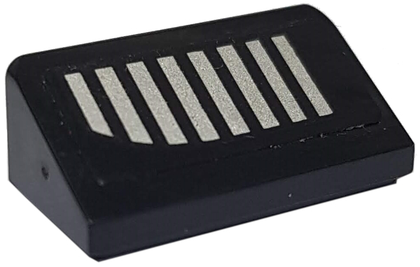 Lego Slope 30 1 x 2 x 2/3 with 8 Silver Stripes Pattern Model Left Side (Sticker) - Set 6864