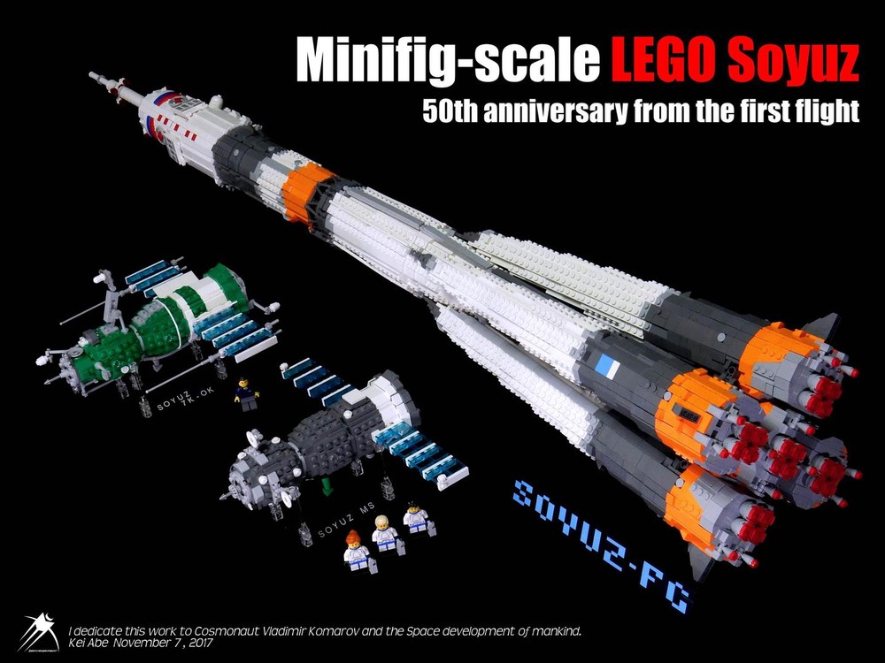 Lego Minifig-scale LEGO Soyuz -50th anniversary from the first flight-