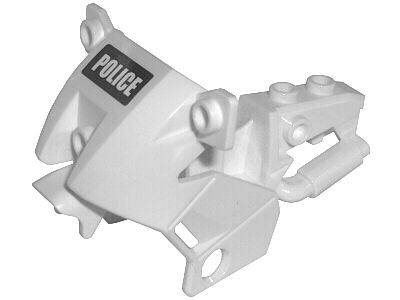 Lego Motorcycle Fairing, City with 'POLICE' White on Black Background Pattern (Sticker) - Sets 7235 / 7237