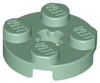 Lego Plate, Round 2 x 2 with Axle Hole / Sand Green