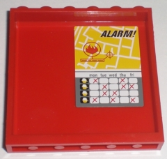 Lego Panel 1 x 6 x 5 with 'ALARM!' and Schedule Pattern (Sticker) - Set 7208