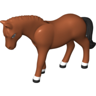 Lego Belville, Animal, Horse, with Black Mane and Tail, White Blaze and Feet Print / Dark Orange