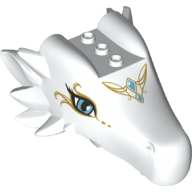 Lego Creature Body Part, Dragon Head Upper Jaw with 3 Studs on Top and Dark Azure Eyes, 2 Diamonds and Gold Tribal Print (Elandra)