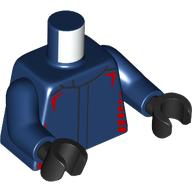 Lego Torso, Racing Suit, Red Decorations Print, Dark Blue Arms, Black Hands