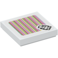 Lego Tile 2 x 2 with Mechakoopa and Barcode Print (Sticker) / White