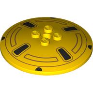 Lego Dish 6 x 6 Inverted (Radar) with Wheel Rim, 4 Black Spokes Print / Yellow